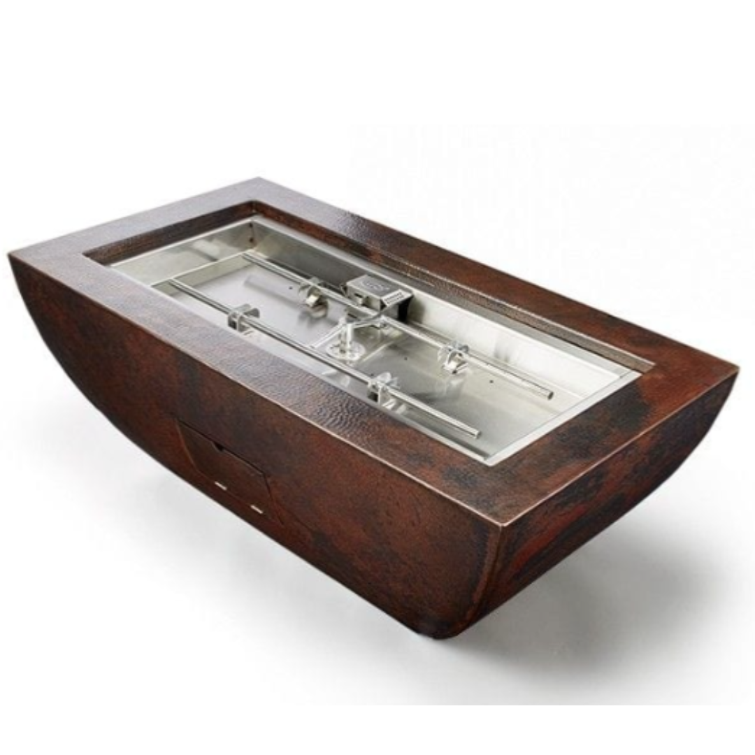 HPC Fire Phoenix 47x25-Inch Linear Hammered Copper Gas Fire Pit with H-Burner