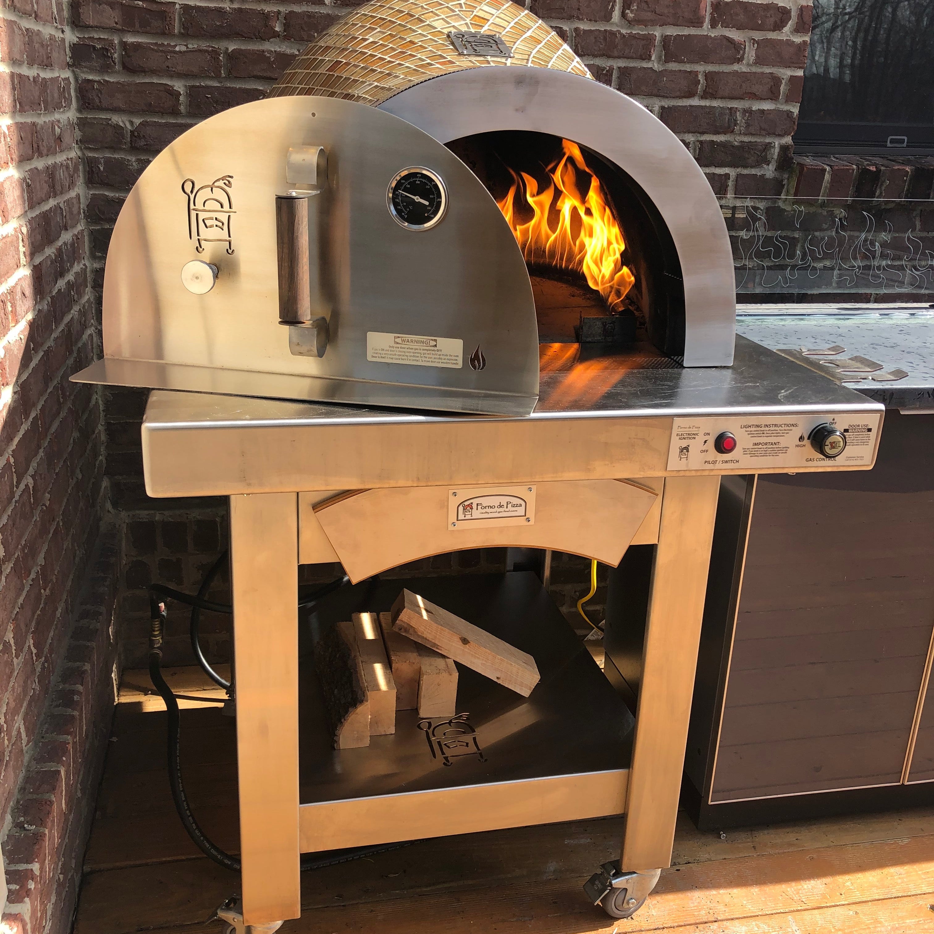 HPC Fire Forno Series Hybrid Dual Fuel Wood & Gas Pizza Oven with Cart
