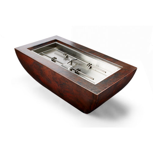 HPC Fire Phoenix 47x25-Inch Linear Hammered Copper Gas Fire Pit with H-Burner