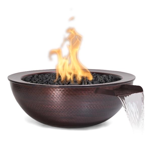 The Outdoor Plus Sedona 27" Round Fire & Water Bowl - Hammered Copper