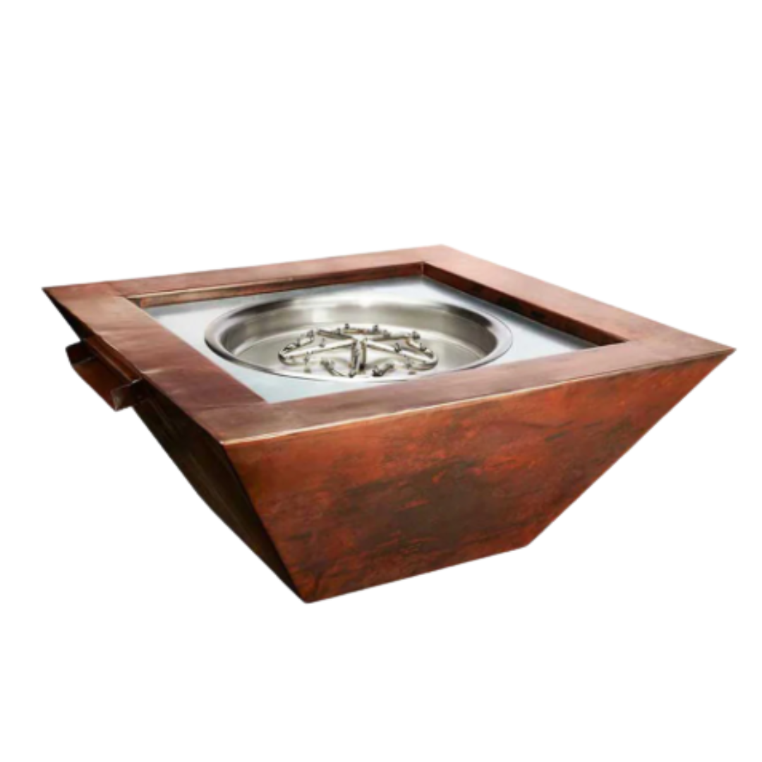 HPC Fire Sierra 36-Inch Square Smooth Copper Gas Fire and Water Pit