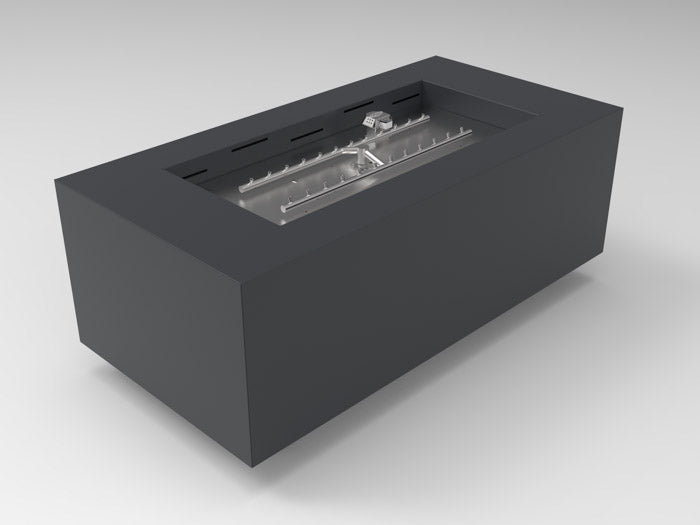 HPC Tejas 48" x 24" Rectangular Metal Fire Pit with Torpedo Burner