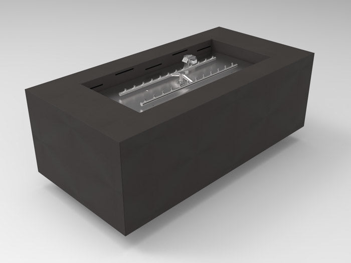 HPC Tejas 48" x 24" Rectangular Metal Fire Pit with Torpedo Burner