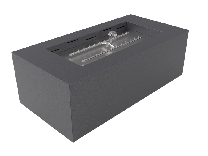 HPC Tejas 48" x 24" Rectangular Metal Fire Pit with Torpedo Burner