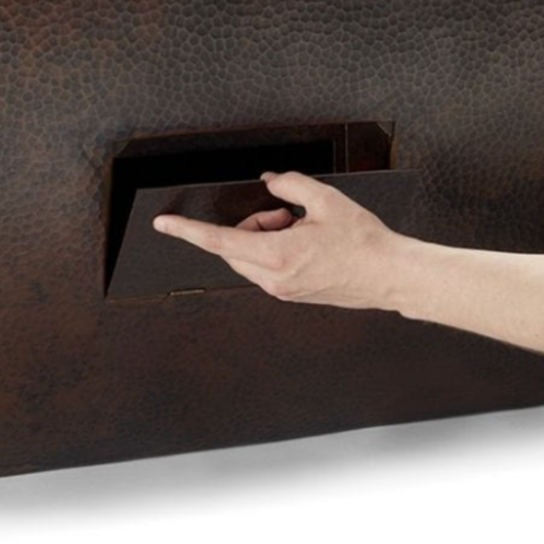 HPC Fire Phoenix 47x25-Inch Linear Hammered Copper Gas Fire Pit with H-Burner