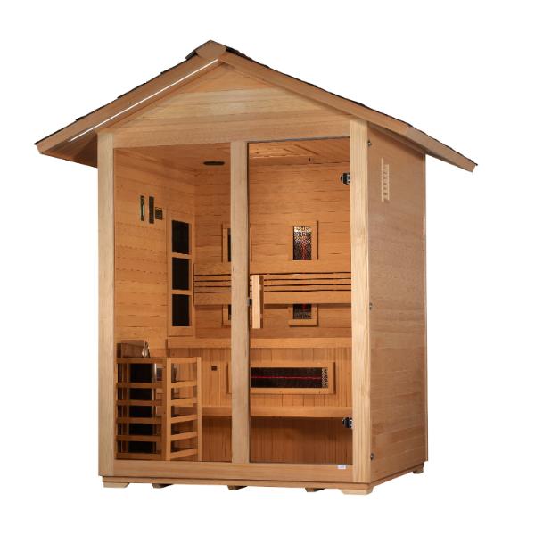 Golden Designs "Carinthia" 3 Person Hybrid (PureTech™ Full Spectrum IR or Traditional Stove) Outdoor Sauna