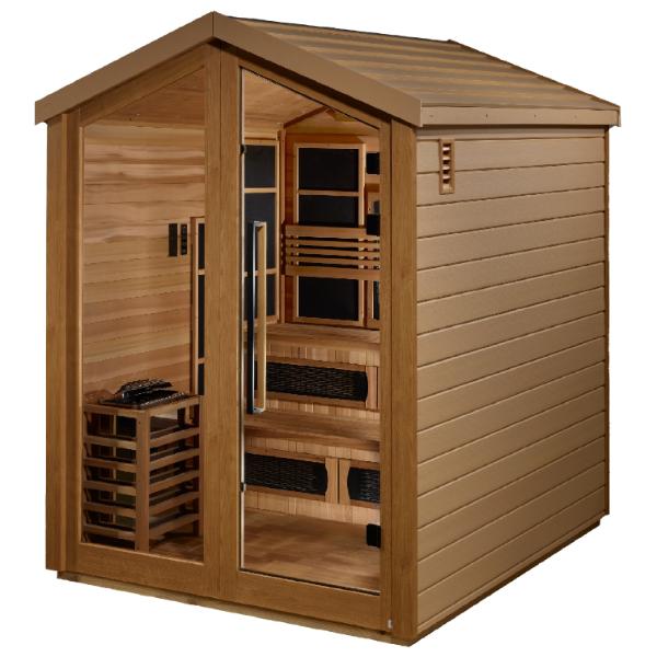 Golden Designs "Kaskinen" 6 Person Barn Hybrid (PureTech™ Full Spectrum IR or Traditional Stove) Outdoor Sauna (GDI-8526-01)