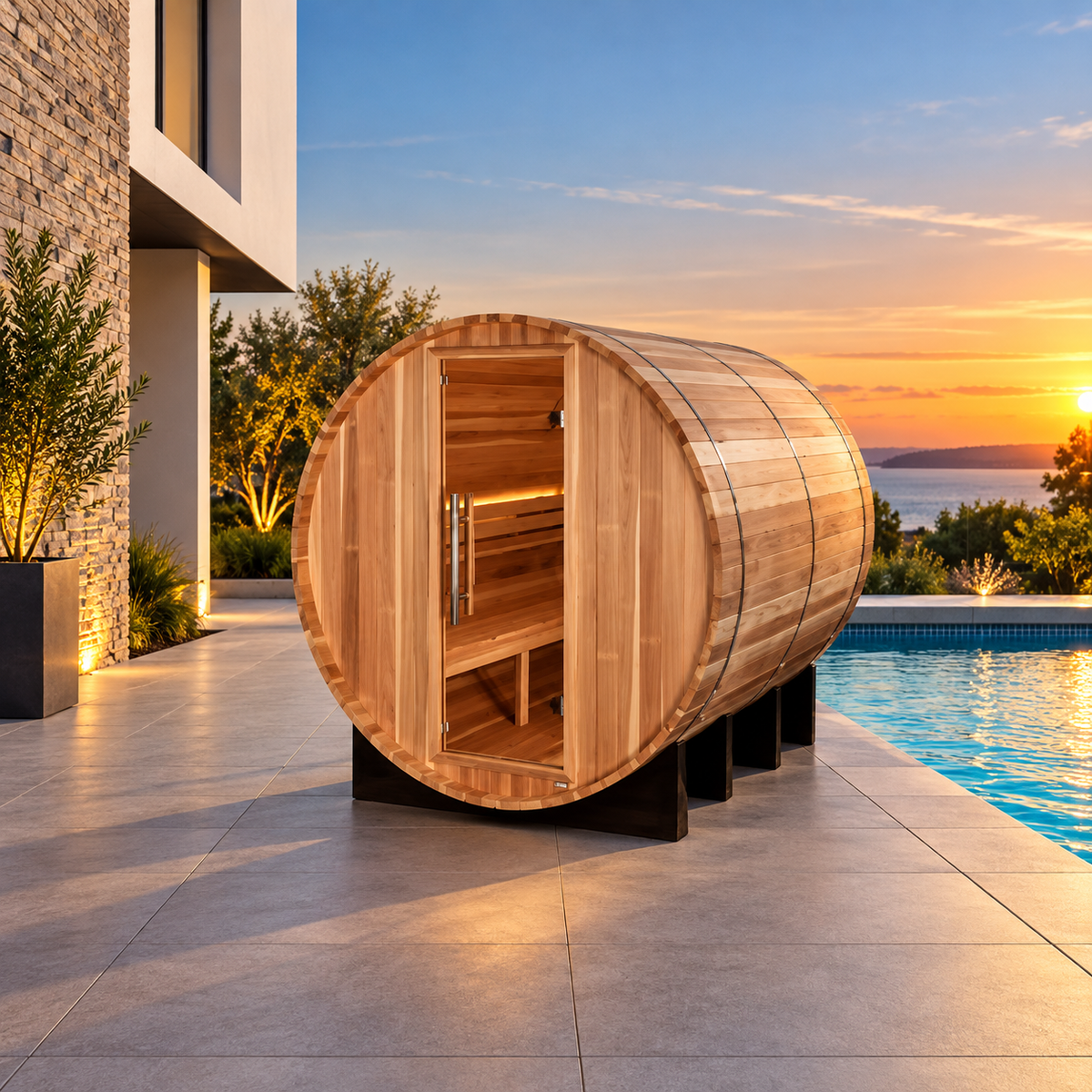 Golden Designs "Klosters" 6 Person Barrel Traditional Sauna (GDI-B006-01)