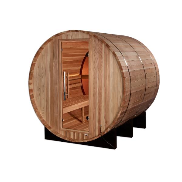 Golden Designs "Zurich" 4 Person Barrel with Bronze Privacy View Traditional Sauna