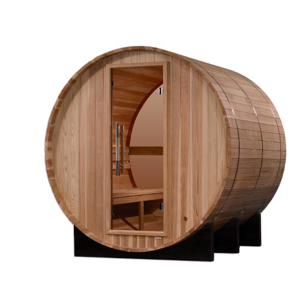 Golden Designs "Zurich" 4 Person Barrel with Bronze Privacy View Traditional Sauna