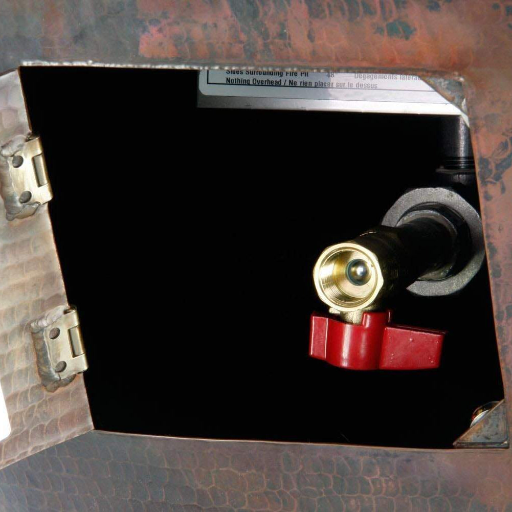 HPC Fire Mesa 32-Inch Round Hammered Copper Gas Fire Bowl