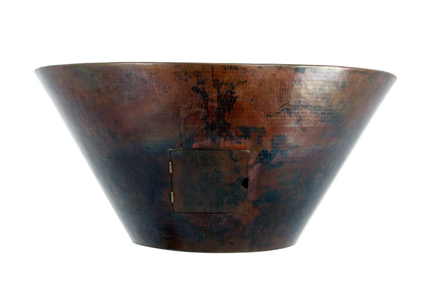 HPC Fire Mesa 32-Inch Round Hammered Copper Gas Fire and Water Bowl