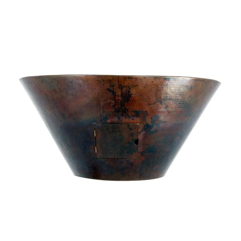 HPC Fire Mesa 32-Inch Round Hammered Copper Gas Fire Bowl