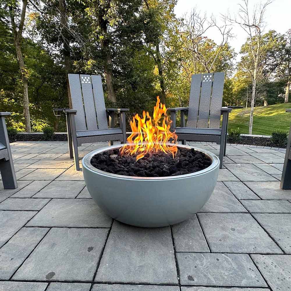 HPC Fire 35-Inch Round Powder Coated Aluminum Spun Gas Fire Bowl