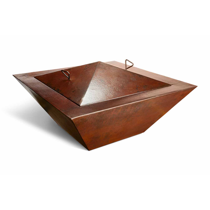 HPC Fire Sedona 40" Square Hammered Copper Gas Fire Pit