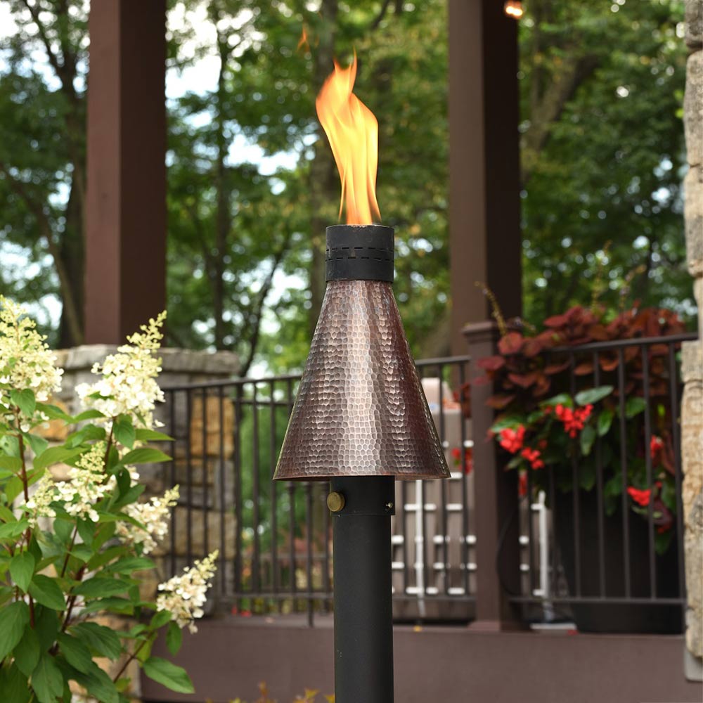 HPC Fire Hammered Copper Match Light Torch Head with 96" Post