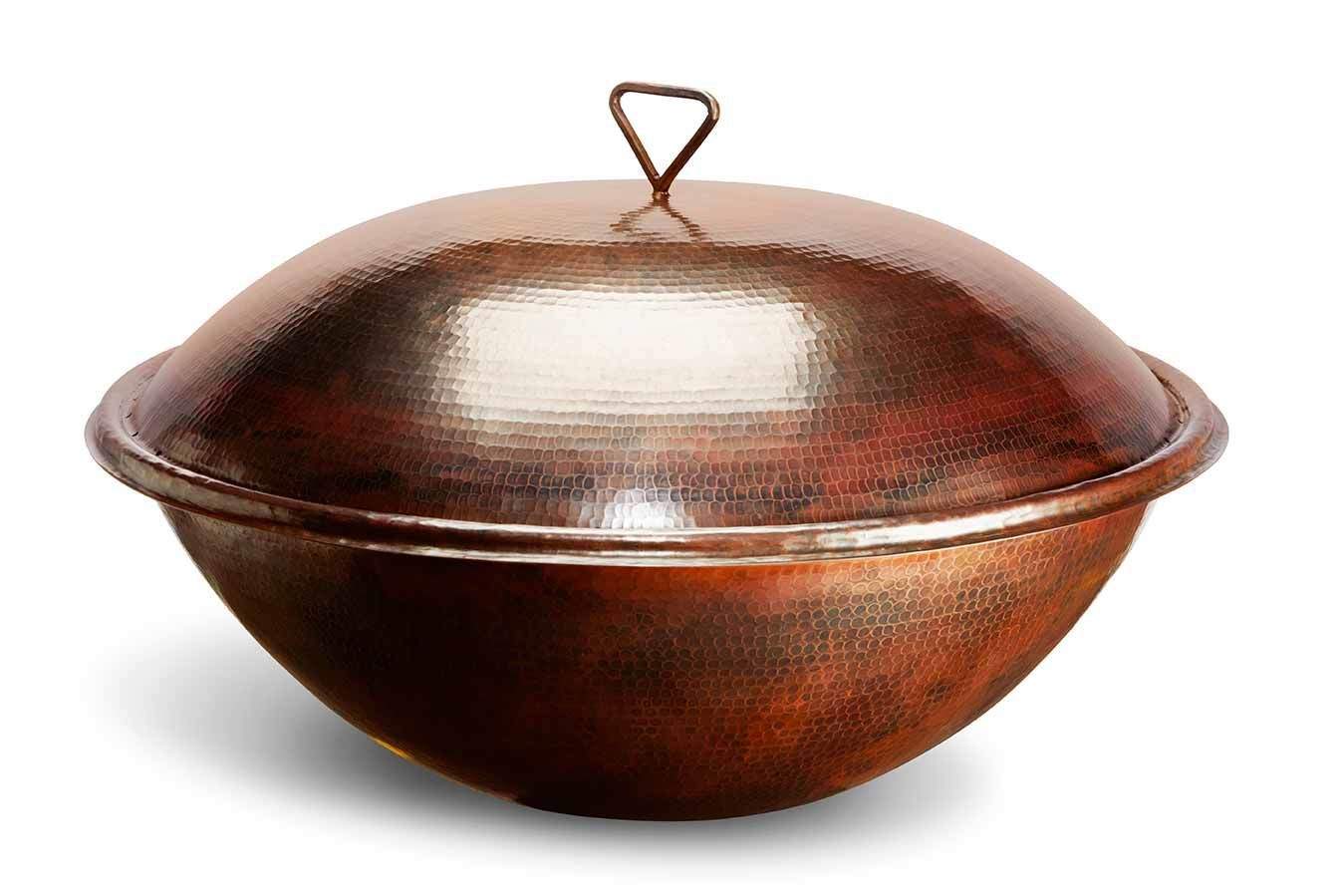 HPC Fire Tempe 31-Inch Round Hammered Copper Gas Fire Bowl
