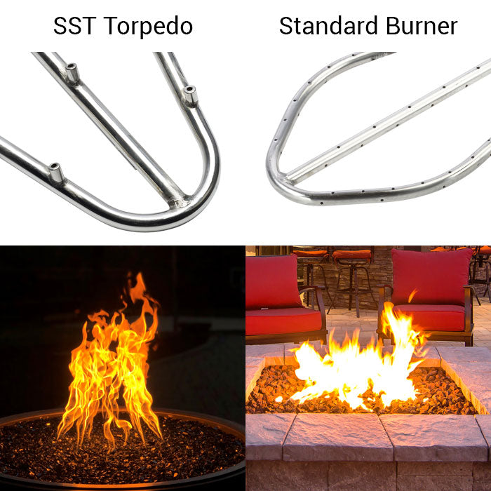 HPC Fire Tempe 31-Inch Round Hammered Copper Gas Fire and Water Bowl