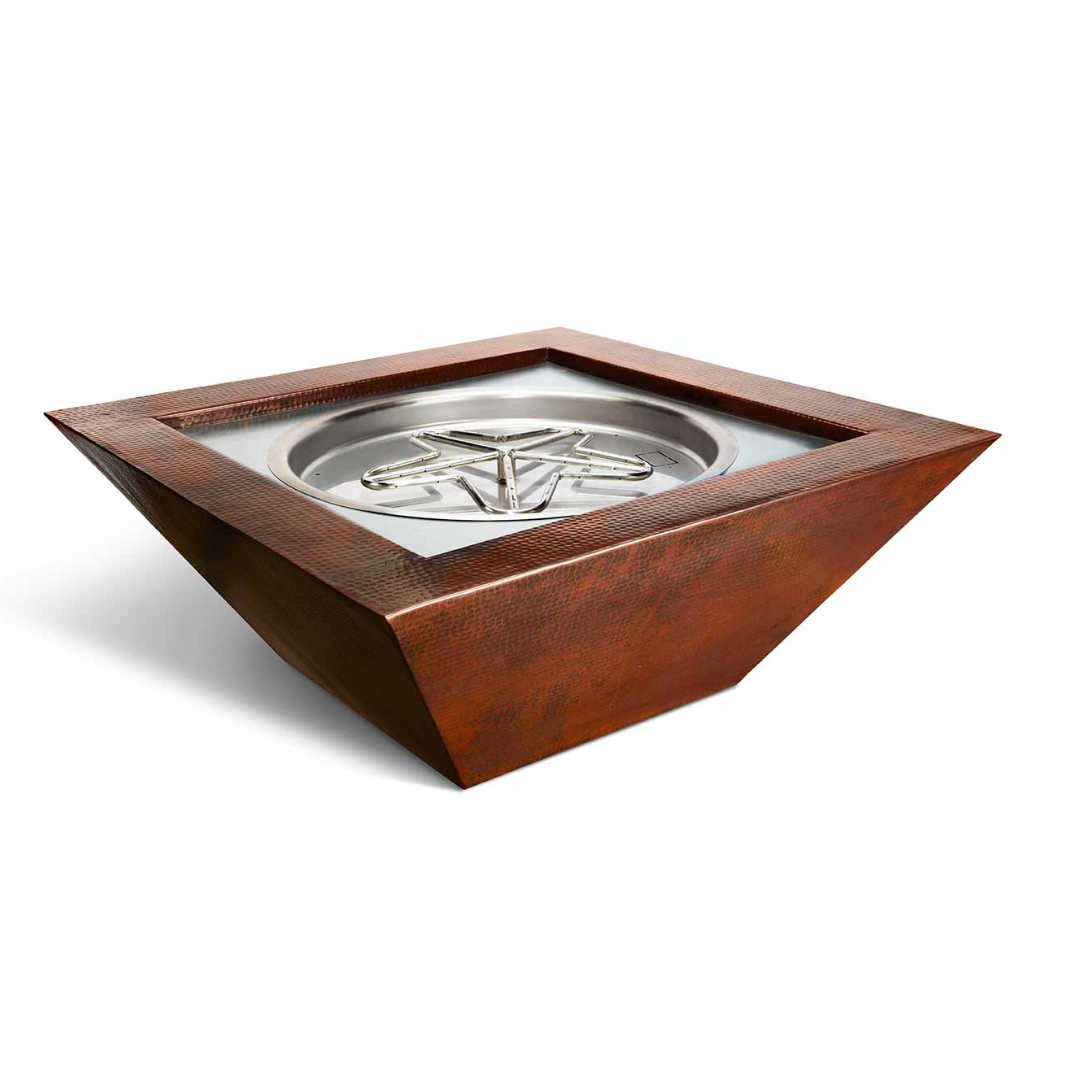 HPC Fire Sedona 40" Square Hammered Copper Gas Fire Pit