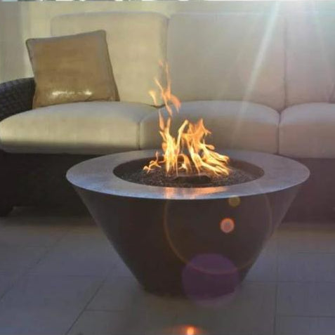 HPC Fire Mesa 32-Inch Round Hammered Copper Gas Fire Bowl