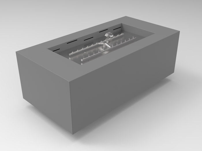 HPC Tejas 48" x 24" Rectangular Metal Fire Pit with Torpedo Burner